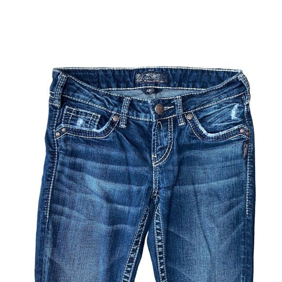 Silver Jeans Aiko Bootcut Women's 26x39 Dark Wash Blue Stretch Denim Low Rise - Picture 3 of 8